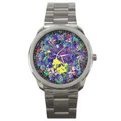 Vibrant Abstract Floral/rainbow Color Sport Metal Watch by dressshop