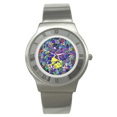 Vibrant Abstract Floral/rainbow Color Stainless Steel Watch by dressshop