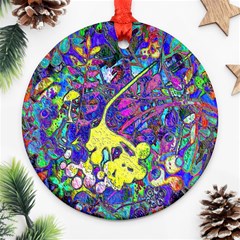 Vibrant Abstract Floral/rainbow Color Round Ornament (two Sides) by dressshop