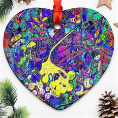 Vibrant Abstract Floral/rainbow Color Heart Ornament (two Sides) by dressshop