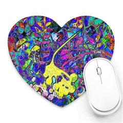 Vibrant Abstract Floral/rainbow Color Heart Mousepads by dressshop