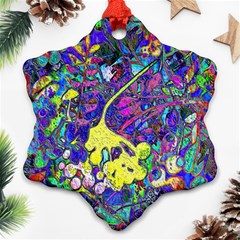 Vibrant Abstract Floral/rainbow Color Snowflake Ornament (two Sides) by dressshop