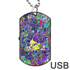 Vibrant Abstract Floral/rainbow Color Dog Tag Usb Flash (two Sides) by dressshop