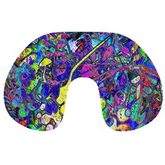 Vibrant Abstract Floral/rainbow Color Travel Neck Pillow by dressshop