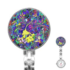 Vibrant Abstract Floral/rainbow Color Stainless Steel Nurses Watch by dressshop