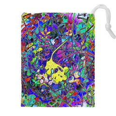 Vibrant Abstract Floral/rainbow Color Drawstring Pouch (4xl) by dressshop