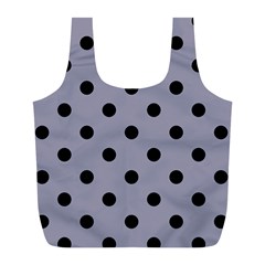 Large Black Polka Dots On Coin Grey - Full Print Recycle Bag (l) by FashionLane