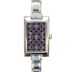 Large Black Polka Dots On Dark Smoke Grey - Rectangle Italian Charm Watch by FashionLane