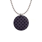 Large Black Polka Dots On Dark Smoke Grey - 1  Button Necklace Front