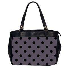 Large Black Polka Dots On Dark Smoke Grey - Oversize Office Handbag (2 Sides) by FashionLane