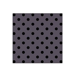 Large Black Polka Dots On Dark Smoke Grey - Satin Bandana Scarf