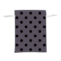 Large Black Polka Dots On Dark Smoke Grey - Lightweight Drawstring Pouch (s) by FashionLane