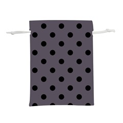 Large Black Polka Dots On Dark Smoke Grey - Lightweight Drawstring Pouch (l) by FashionLane