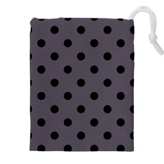 Large Black Polka Dots On Dark Smoke Grey - Drawstring Pouch (4xl) by FashionLane