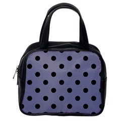 Large Black Polka Dots On Flint Grey - Classic Handbag (one Side) by FashionLane