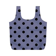 Large Black Polka Dots On Flint Grey - Full Print Recycle Bag (m) by FashionLane