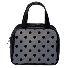 Large Black Polka Dots On Just Grey - Classic Handbag (One Side)