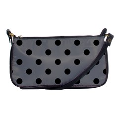 Large Black Polka Dots On Just Grey - Shoulder Clutch Bag