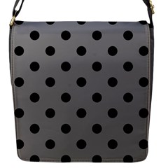 Large Black Polka Dots On Just Grey - Flap Closure Messenger Bag (S)