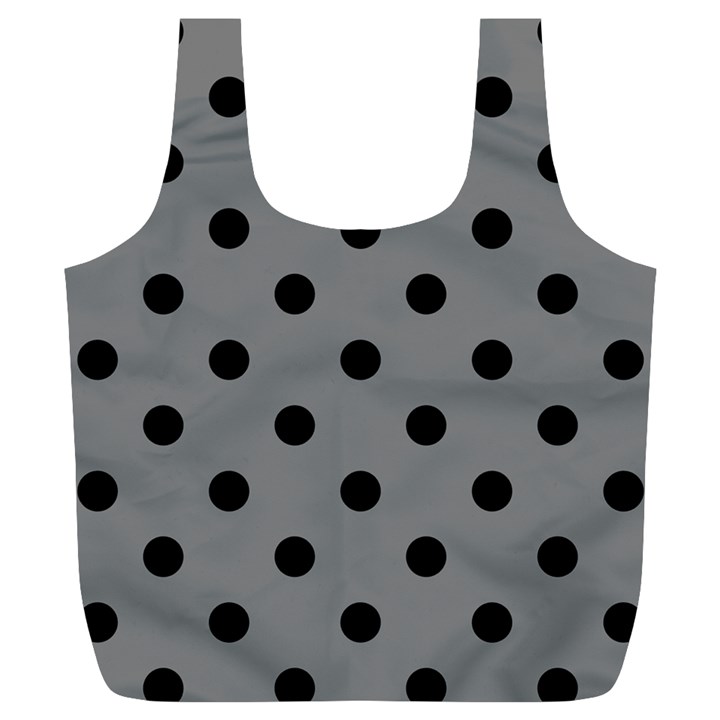 Large Black Polka Dots On Just Grey - Full Print Recycle Bag (XL)