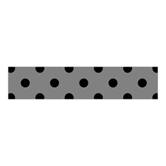 Large Black Polka Dots On Just Grey - Velvet Scrunchie by FashionLane