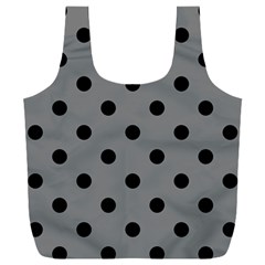 Large Black Polka Dots On Just Grey - Full Print Recycle Bag (xxxl) by FashionLane