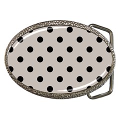 Large Black Polka Dots On Pale Grey - Belt Buckles by FashionLane