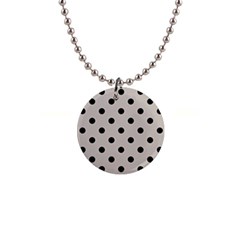 Large Black Polka Dots On Pale Grey - 1  Button Necklace by FashionLane