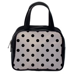 Large Black Polka Dots On Pale Grey - Classic Handbag (one Side) by FashionLane