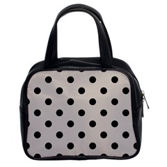 Large Black Polka Dots On Pale Grey - Classic Handbag (two Sides)