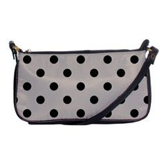 Large Black Polka Dots On Pale Grey - Shoulder Clutch Bag by FashionLane