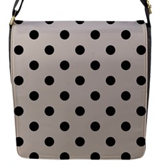 Large Black Polka Dots On Pale Grey - Flap Closure Messenger Bag (s) by FashionLane