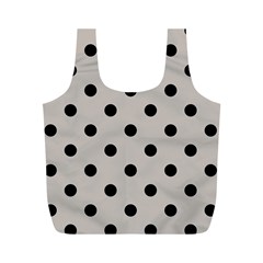 Large Black Polka Dots On Pale Grey - Full Print Recycle Bag (m) by FashionLane