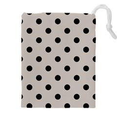 Large Black Polka Dots On Pale Grey - Drawstring Pouch (5xl) by FashionLane