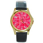 Mosaic Tapestry Round Gold Metal Watch Front