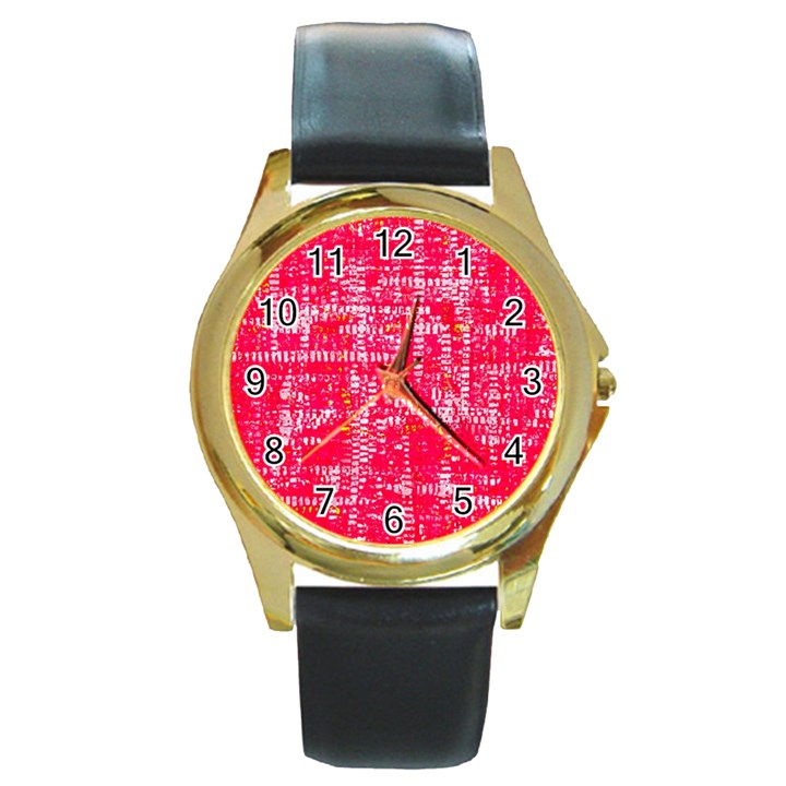 Mosaic Tapestry Round Gold Metal Watch