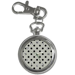 Large Black Polka Dots On Silver Cloud Grey - Key Chain Watches