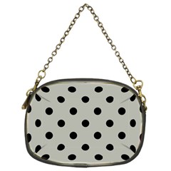 Large Black Polka Dots On Silver Cloud Grey - Chain Purse (two Sides) by FashionLane