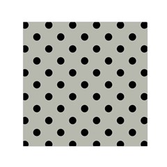 Large Black Polka Dots On Silver Cloud Grey - Small Satin Scarf (square) by FashionLane