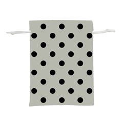 Large Black Polka Dots On Silver Cloud Grey - Lightweight Drawstring Pouch (s) by FashionLane