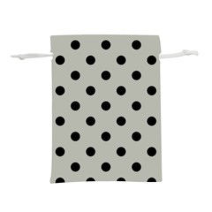 Large Black Polka Dots On Silver Cloud Grey - Lightweight Drawstring Pouch (l) by FashionLane