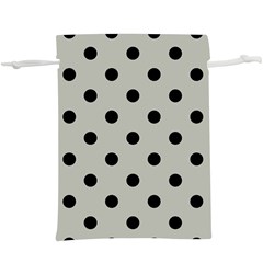 Large Black Polka Dots On Silver Cloud Grey -  Lightweight Drawstring Pouch (xl) by FashionLane