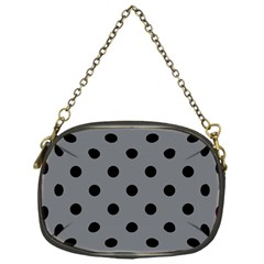 Large Black Polka Dots On Steel Grey - Chain Purse (one Side) by FashionLane