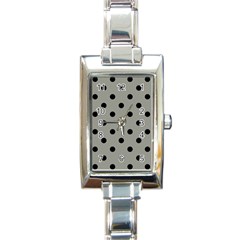 Large Black Polka Dots On Trout Grey - Rectangle Italian Charm Watch by FashionLane