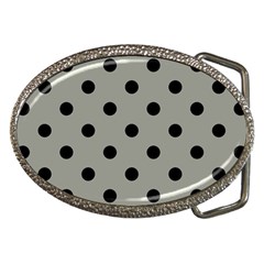 Large Black Polka Dots On Trout Grey - Belt Buckles by FashionLane