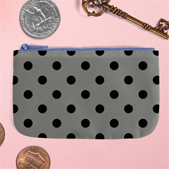 Large Black Polka Dots On Trout Grey - Large Coin Purse by FashionLane