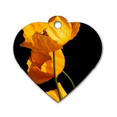 Yellow Poppies Dog Tag Heart (two Sides) by Audy