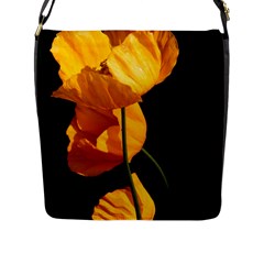 Yellow Poppies Flap Closure Messenger Bag (l) by Audy