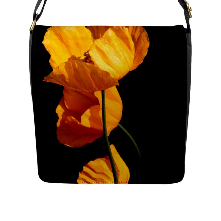 Yellow Poppies Flap Closure Messenger Bag (L)