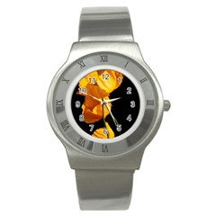 Yellow Poppies Stainless Steel Watch